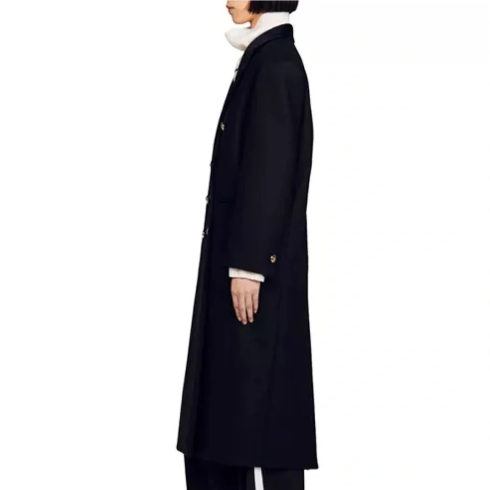 SANDRO Offy Double Breasted Long Coat - Picture 5 of 14